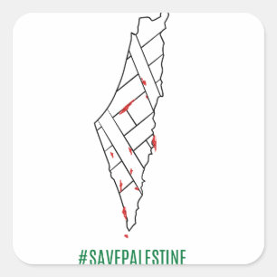 Save Palestine bleeding map - Vrijheid voor Palest Vierkante Sticker
