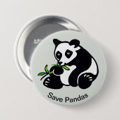 Save PANDAS - Bedreigde dieren grafisch - Groen Ronde Button 7,6 Cm (Voorkant /achterkant)