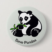Save PANDAS - Bedreigde dieren grafisch - Groen Ronde Button 7,6 Cm (Voorkant)