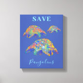 Save Pangolins Kleurrijke Dierenkunst Blauw Canvas Afdruk (Voorkant)