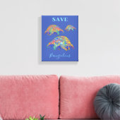Save Pangolins Kleurrijke Dierenkunst Blauw Canvas Afdruk (Insitu (Woonkamer))