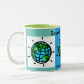 Save Planet EARTH - Klimaatverandering - Ecologie Tweekleurige Koffiemok (Links)