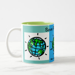 Save Planet EARTH - Klimaatverandering - Ecologie Tweekleurige Koffiemok
