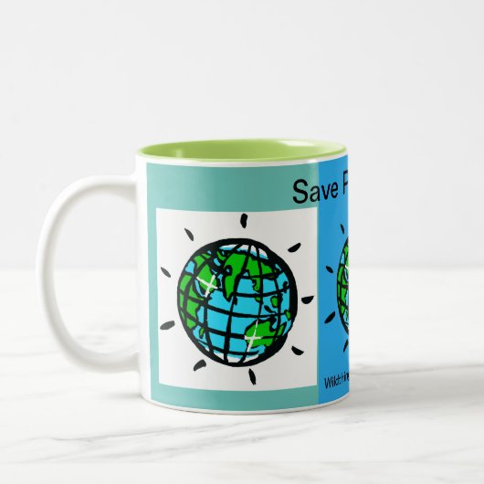 Save Planet EARTH - Klimaatverandering - Ecologie Tweekleurige Koffiemok (Links)