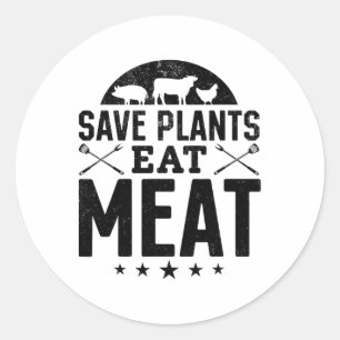 Save Planten Eat Meat Byrbecue Cooking Byrbecue Ch Ronde Sticker