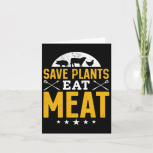 Save Planten Eat Meat Reddingsvlees Roken BBQ Chef Kaart