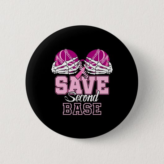 Save Second 2nd Byse Fun Bysebyll Borstkanker AW Ronde Button 5,7 Cm (Voorkant)