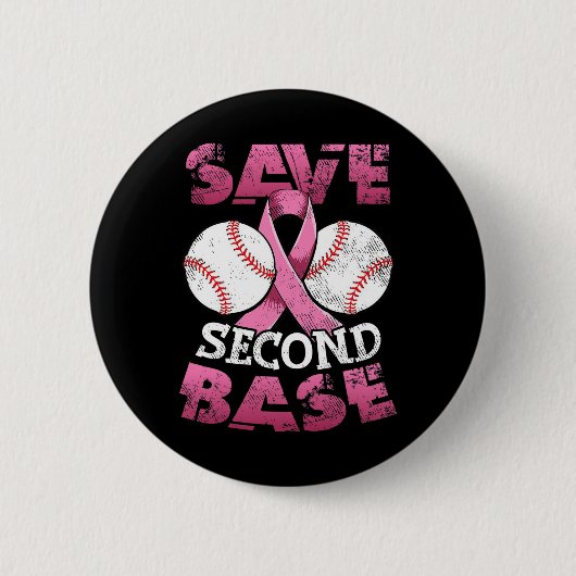 Save Second 2nd Byse Fun Bysebyll Borstkanker AW Ronde Button 5,7 Cm (Voorkant)