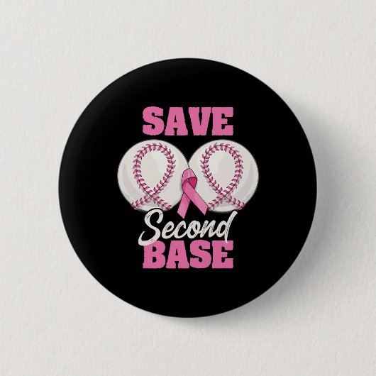 Save Second 2nd Byse Fun Bysebyll Borstkanker AW Ronde Button 5,7 Cm (Voorkant)
