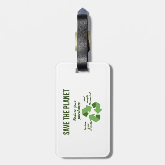 Save, Share, and Recycle Bagagelabel (Achterkant verticaal)