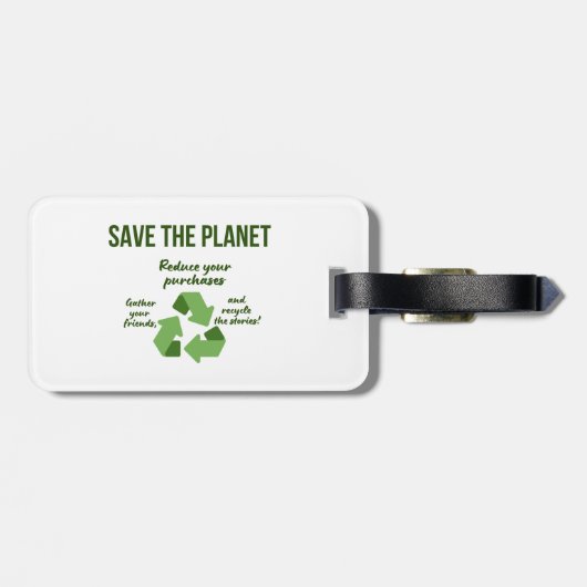 Save, Share, and Recycle Bagagelabel (Achterkant horizontaal)