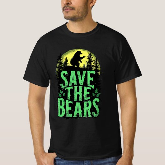 Save The Bears Wildlife Conservation Grunge Forest T-shirt (Voorkant)