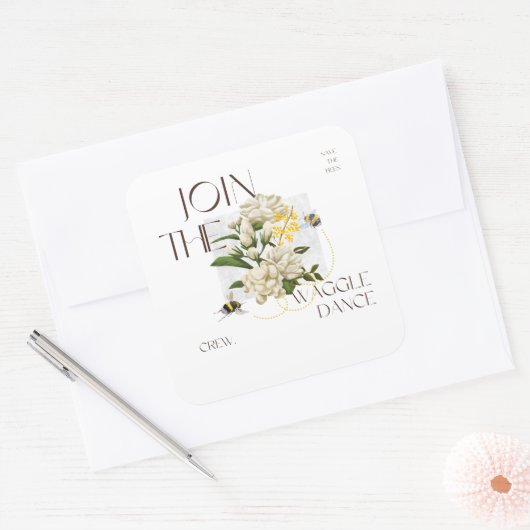 Save the Bees Crew Botanical  for Mindfulness love Vierkante Sticker (Envelop)