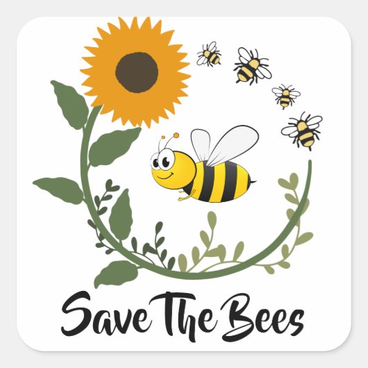 Save The Bees Earth Day Vierkante Sticker (Voorkant)