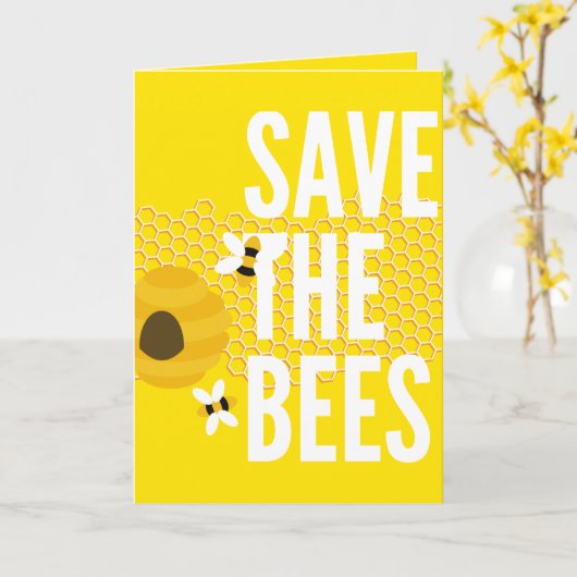 SAve The Bees HONEYCOMB Honey POT Kaart (Gele Bloem)
