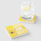 SAve The Bees HONEYCOMB Honey POT Stenen Onderzetter (Zijkant)