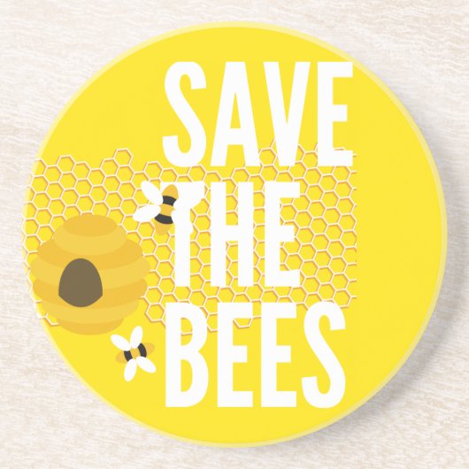 SAve The Bees HONEYCOMB Honey POT Zandsteen Onderzetter (Voorkant)