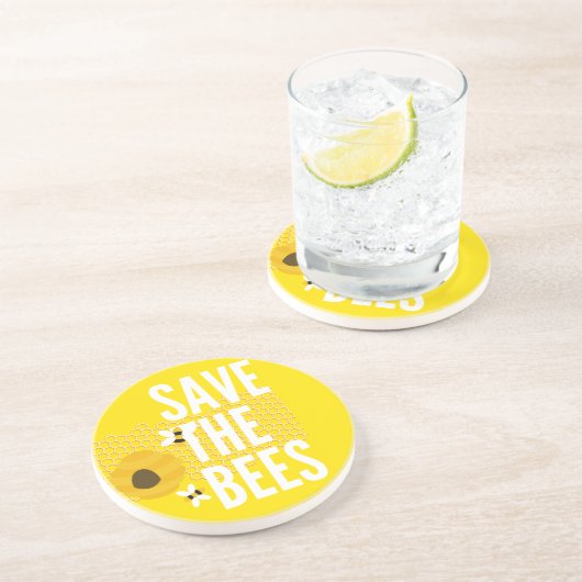 SAve The Bees HONEYCOMB Honey POT Zandsteen Onderzetter (Zijkant)