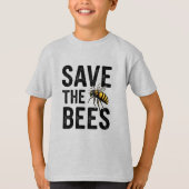 Save the Bees Kids Gray T-Shirt - Eco-Friendly  (Voorkant)