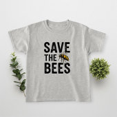 Save the Bees Kids Gray T-Shirt - Eco-Friendly 
