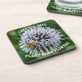 Save the Bees Kogel Distel Bloemstuk Bier Onderzetter (Linkerzijde)