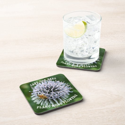 Save the Bees Kogel Distel Bloemstuk Bier Onderzetter (Rechterzijde)