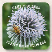 Save the Bees Kogel Distel Bloemstuk Bier Onderzetter (Voorkant)