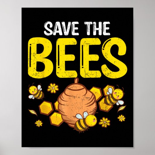 Save the Bees Milieubescherming Earth Day G Poster (Voorkant)