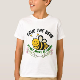 Save the Bees Plant Meer Bloemen Kinder T-shirt