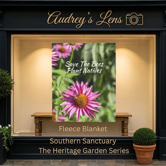 Save The Bees Plant Natives Floral Fleece Deken