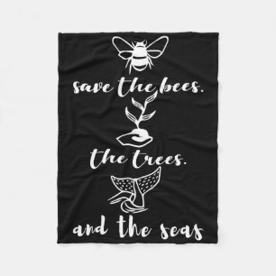Save the Bees Trees and Zeeen Environmental Day Ea Fleece Deken