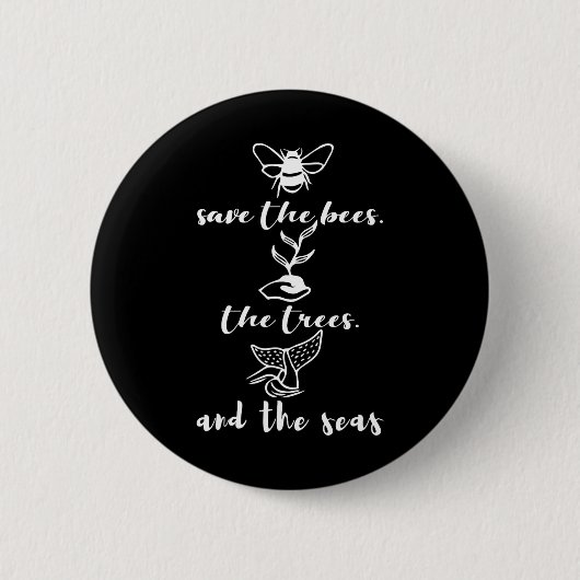 Save the Bees Trees and Zeeen Environmental Day Ea Ronde Button 5,7 Cm (Voorkant)