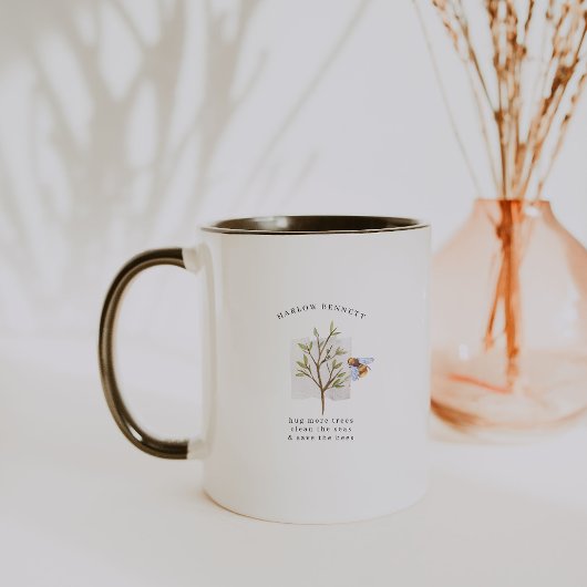 Save the Bees | Waterverf Groene Monogram Mok