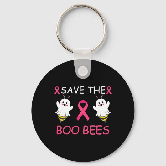 Save The Boo Bees Halloween Leuke Borstkanker Awar Sleutelhanger (Voorkant)