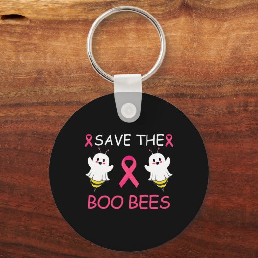 Save The Boo Bees Halloween Leuke Borstkanker Awar Sleutelhanger (Voorkant)