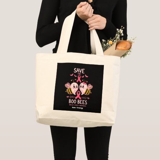 Save The Boo Bijen Borstkanker Vrouwen Halloween Grote Tote Bag (Voorkant (product))