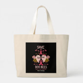 Save The Boo Bijen Borstkanker Vrouwen Halloween Grote Tote Bag (Achterkant)
