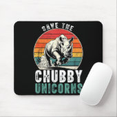 Save The Chubby Unicorns Funny Retro Rhino Animal Muismat (Met muis)