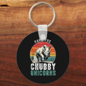 Save The Chubby Unicorns Funny Retro Rhino Animal  Sleutelhanger (Voorkant)