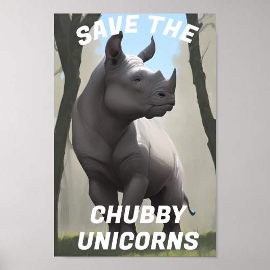 "Save The Chubby Unicorns" Grappig Poster (Voorkant)
