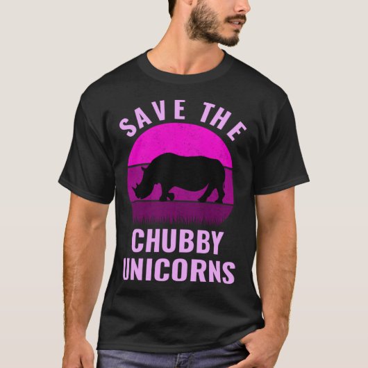 Save The Chubby Unicorns Retro Style Rhino T-shirt (Voorkant)