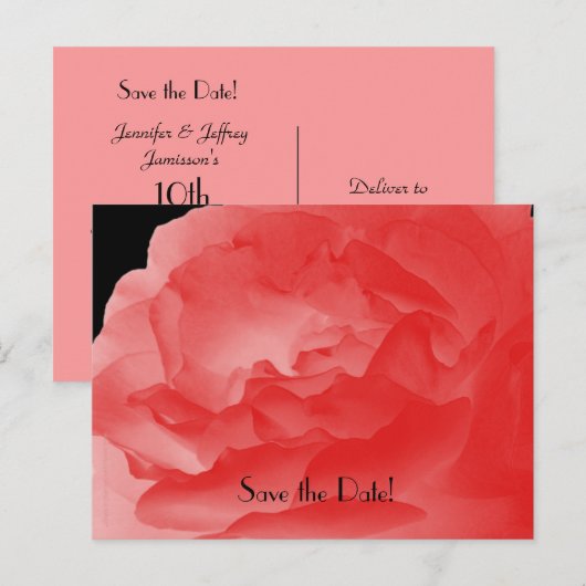 Save the Date 10th Jubileum Party Koraal Roos Aankondigingskaart (Voorkant / Achterkant)