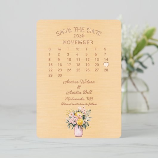 Save the Date 2026 Wedding Folie Uitnodiging (Staand Voorkant)