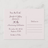 Save the Date 20th Jubileum Party Roze Roos Aankondigingskaart (Achterkant)