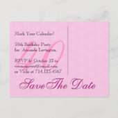 Save the Date 40th Birthday Roze en zwarte kant Aankondigingskaart (Achterkant)