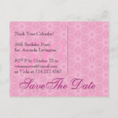 Save the Date 50th Birthday Roze en zwarte kant Aankondigingskaart (Achterkant)