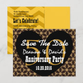 Save the Date 50th Jubileum GOLD BLACK Heart V1 Aankondigingskaart (Voorkant / Achterkant)