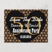 Save the Date 50th Jubileum GOLD BLACK Heart V1 Aankondigingskaart (Voorkant)