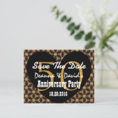 Save the Date 50th Jubileum GOLD BLACK Heart V1 Aankondigingskaart (Staand voorkant)