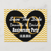 Save the Date 50th Jubileum GOLD BLACK Heart V3 Aankondigingskaart (Voorkant)